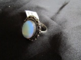 Opal Sy. German Silver Ring, Size 9