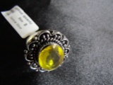 Lemon Quartz German Silver Ring, Size 8