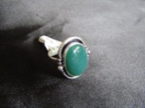 Green Onyx German Silver Ring, Size 9