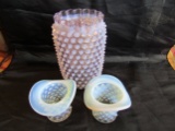 3 Vintage Opalescent Hob Nob Vases