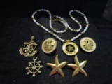 Marine Large Cross Pendent and Nautical Jewelry Lot