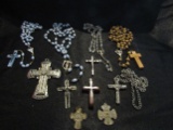 Vintage Rosary and Cross Lot, Some Stamped Italy