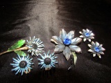 Vintage Coro Brooch and Earring and Flower Enamel Set