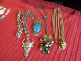 Vintage Lot of Owls, Lion and Bull Necklaces