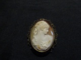 Antique Large Carved Shell Cameo Brooch / Pendent