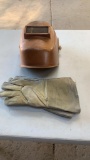 Welder helmet and gloves