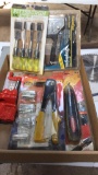 Lot of staple gun, 1/2” pipe clamp, chisel set,