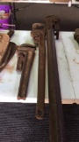 Lot of 3 modified pipe wrenches