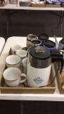 Lot of electric coffee maker & coffee cups/mugs