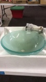 Tempered frosted glass basin vessel bathroom sink