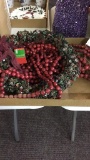 Lot of wood bead garland& wreath/ 3 Around the