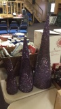 Set of decorative purple nesting Christmas trees
