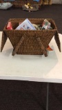 Picnic basket w/ Christmas paper goods