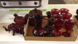 Lot of red depression glass