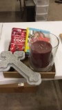 Cookbooks, cross, candle