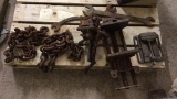 Lot of vices, wrenches, chain