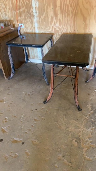 Pair western decor end tables with black granite