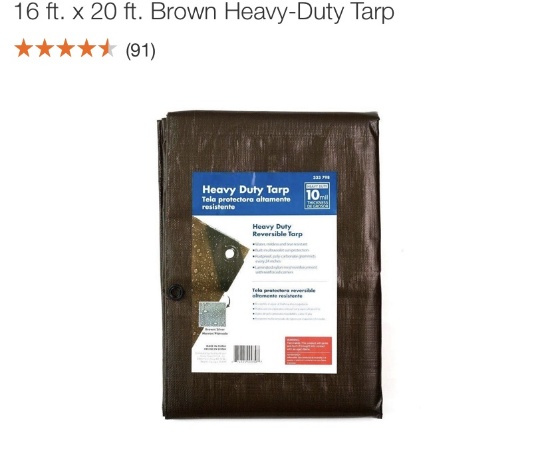 16’x20’ brown HD tarp