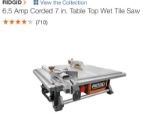 RIDGID 6.5A corded 7” table top wet tile saw