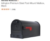 Arlington steel post mount mailbox-black