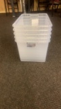 Lot of 5 Sterilite 64Qt storage boxes-no lids