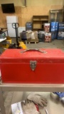 Red toolbox w/misc items