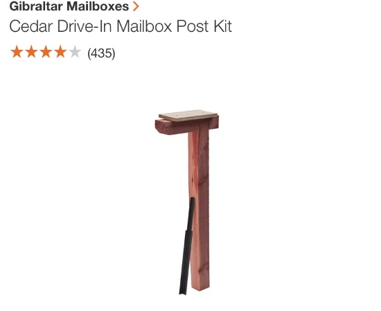 Cedar drive-in mailbox post kit