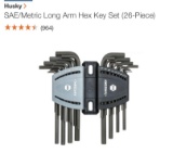 Husky SAE/metric long arm hex key set-26pc