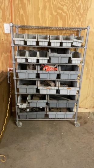 Rolling parts bin w/misc parts