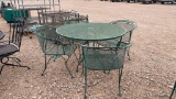 5 Pc Green Metal Outdoor Set- Table W/ 4 Chairs