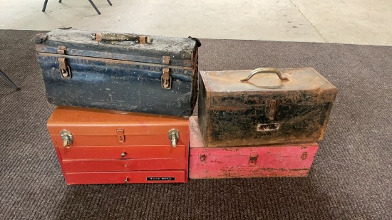 Lot of 4 empty toolboxes