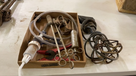 Lot of livestock supplies & electric branding iron