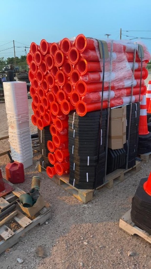 Pallet of 100 Bollards & warning bunting.
