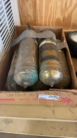 Lot of old brass fire extinguishers