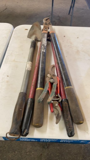Lot of loppers , shears & shovel