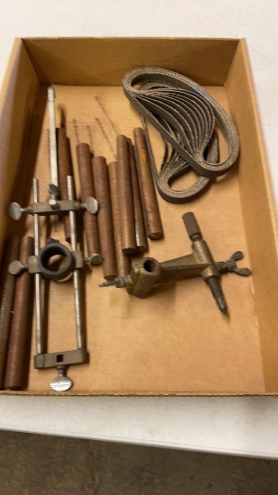 Lot of sanding belts,line-up pins & torch compass
