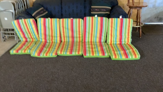 Set of 5 striped outdoor chair cushions