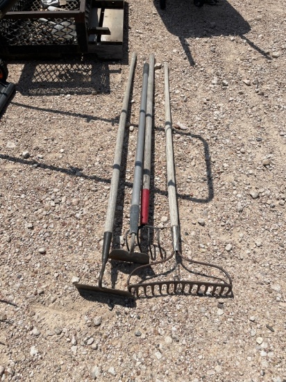 Lot of hoes & rakes