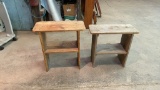 2 homemade wood benches/ shelves