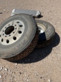 Pair of 11R22.5 truck tires & rims