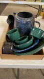 Lot of camping cups, bowls, plates & coffee pot