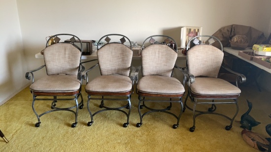 4 metal rolling chairs