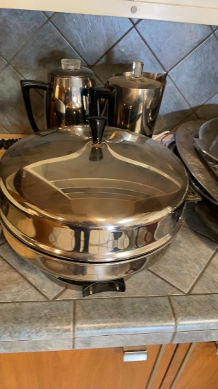 2 electric percolators & steamer set