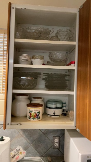 Lot of cut glass, egg cooker & canisters