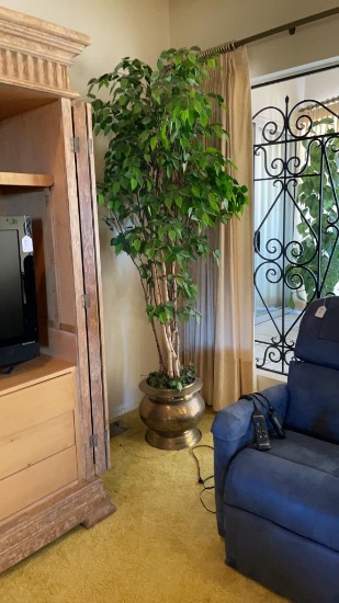 Artificial tree in brass pot