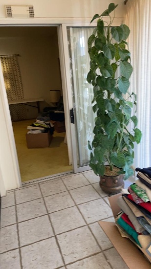 Artificial tree in small brass pot