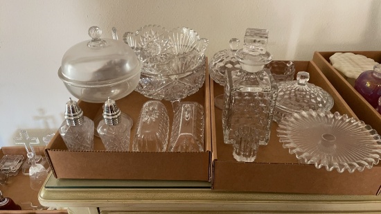 2 boxes of assorted cut glassware