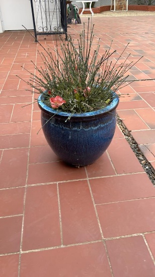 Blue ceramic planter