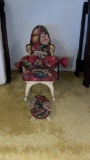 Small floral rocker w/pillow & foot stool