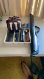 Lot of poker set, cards, pool cue stick & r